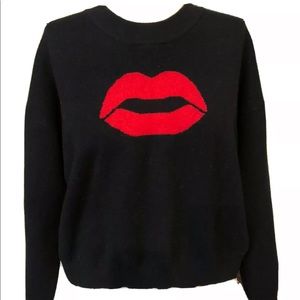 Yves Saint Laurent Sweaters | Saint Laurent Lip Print Crewneck Women Sweater Size Small | Color: Black/Red | Size: S | Momfamilycloset's Closet
